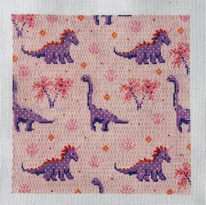 Dinosaur Square Canvas (Pink & Purple)