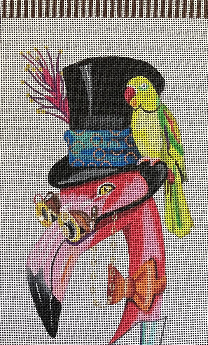 Flamingo w/ Green Parrot