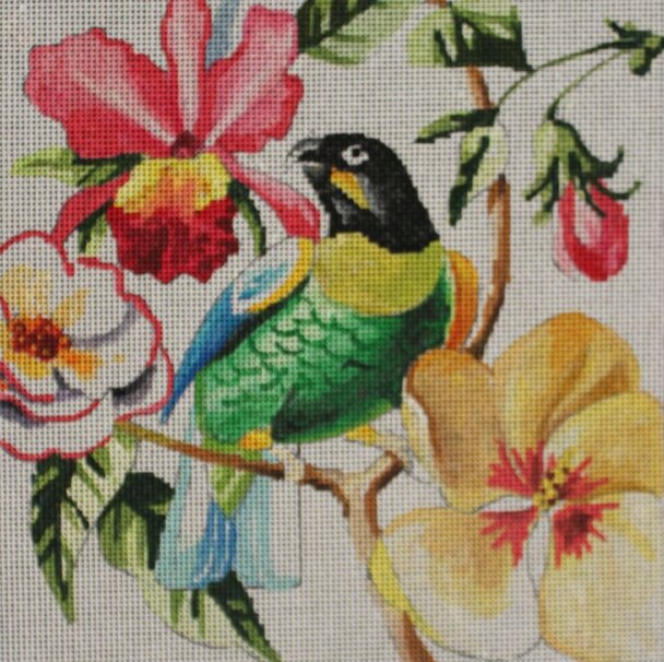 Floral w/ Green Bird