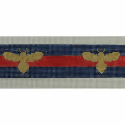 Gold Bees on Blue and Red Stripes Belt/Bag Strap