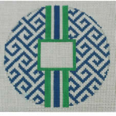 Greek Key Monogram Box - Blue with Green stripe