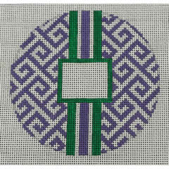Greek Key Monogram Box - Purple with Dark Green Stripe