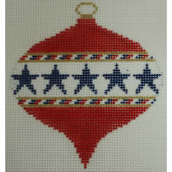 Navy Stars on Red Bauble