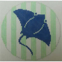 Manta Ray on Green Stripes