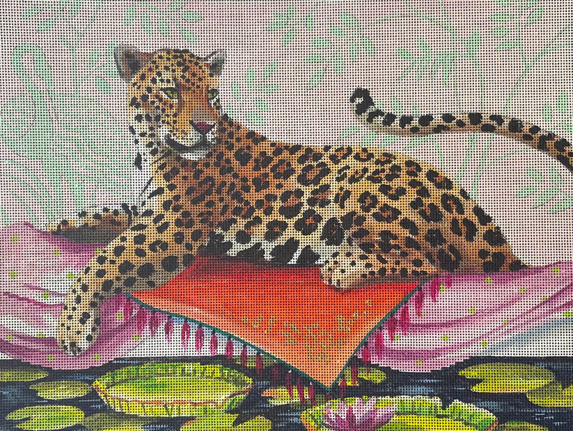 Leopard Lounging Over Pond