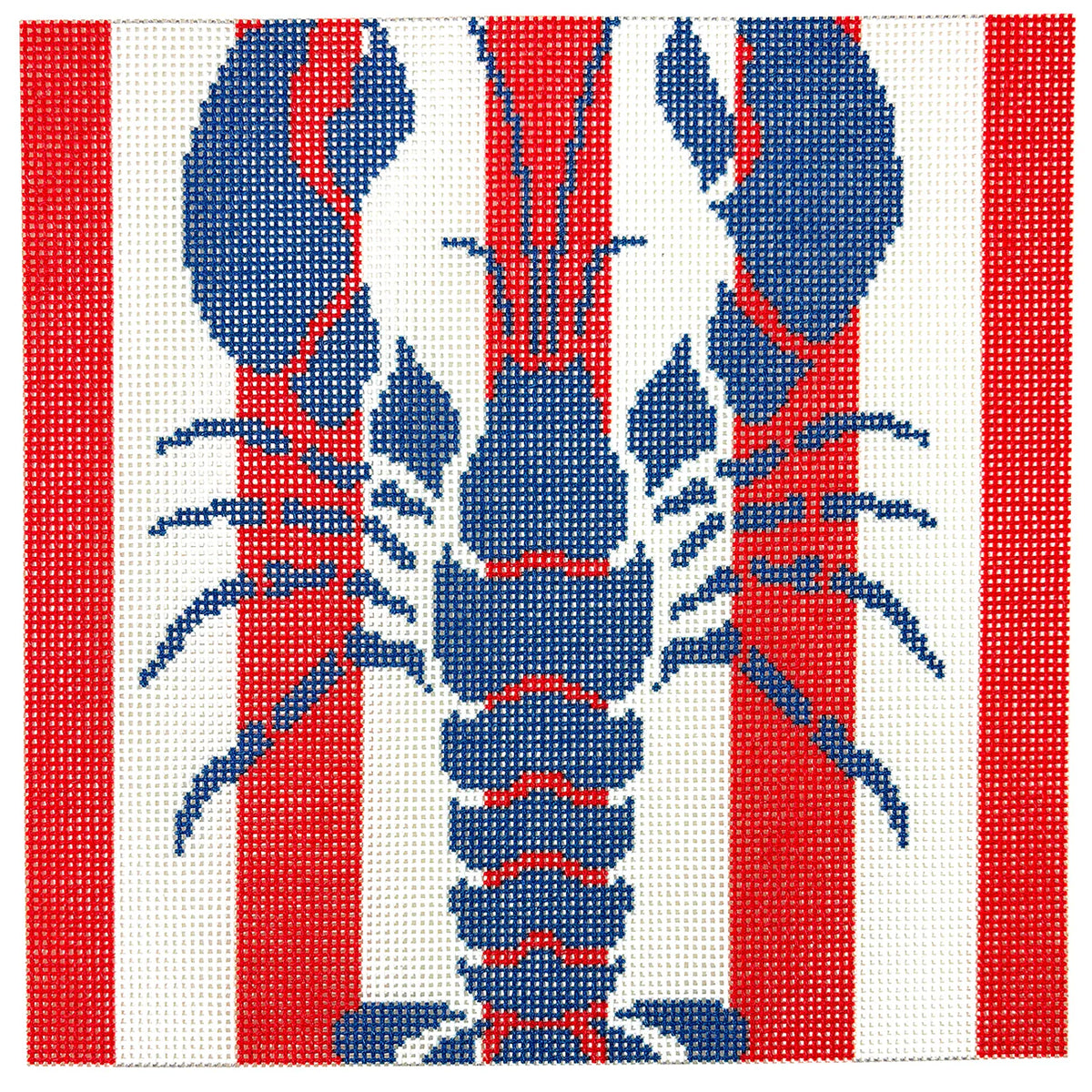 Lobster Stencil on Red Stripes
