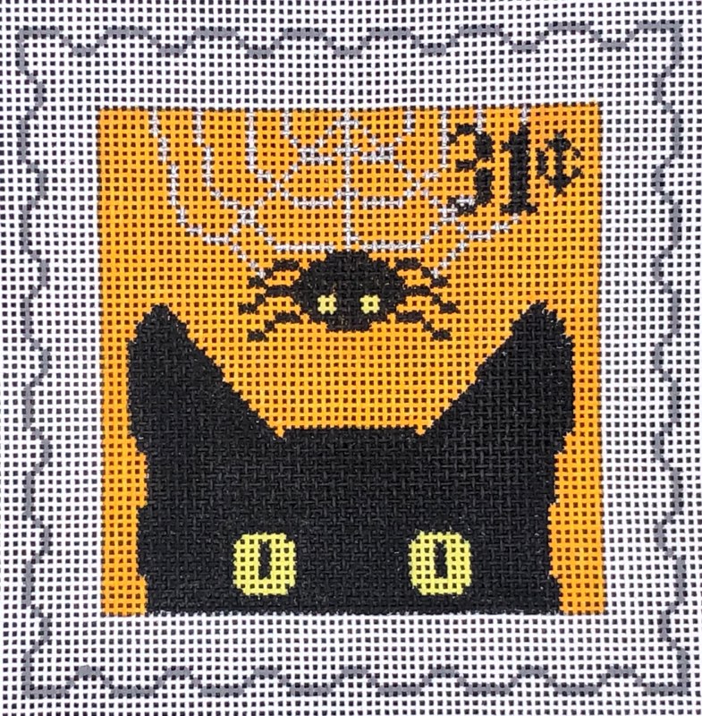 Peeky Kitty Postage Stamp - Halloween