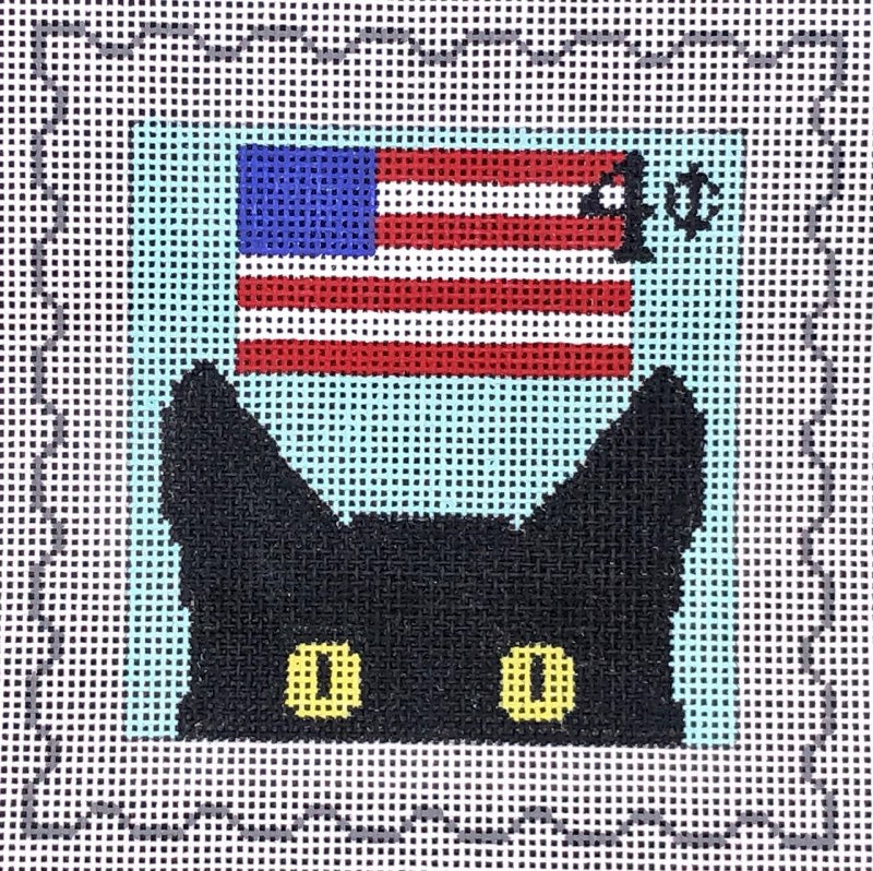 Peeky Kitty Postage Stamp - July 4th