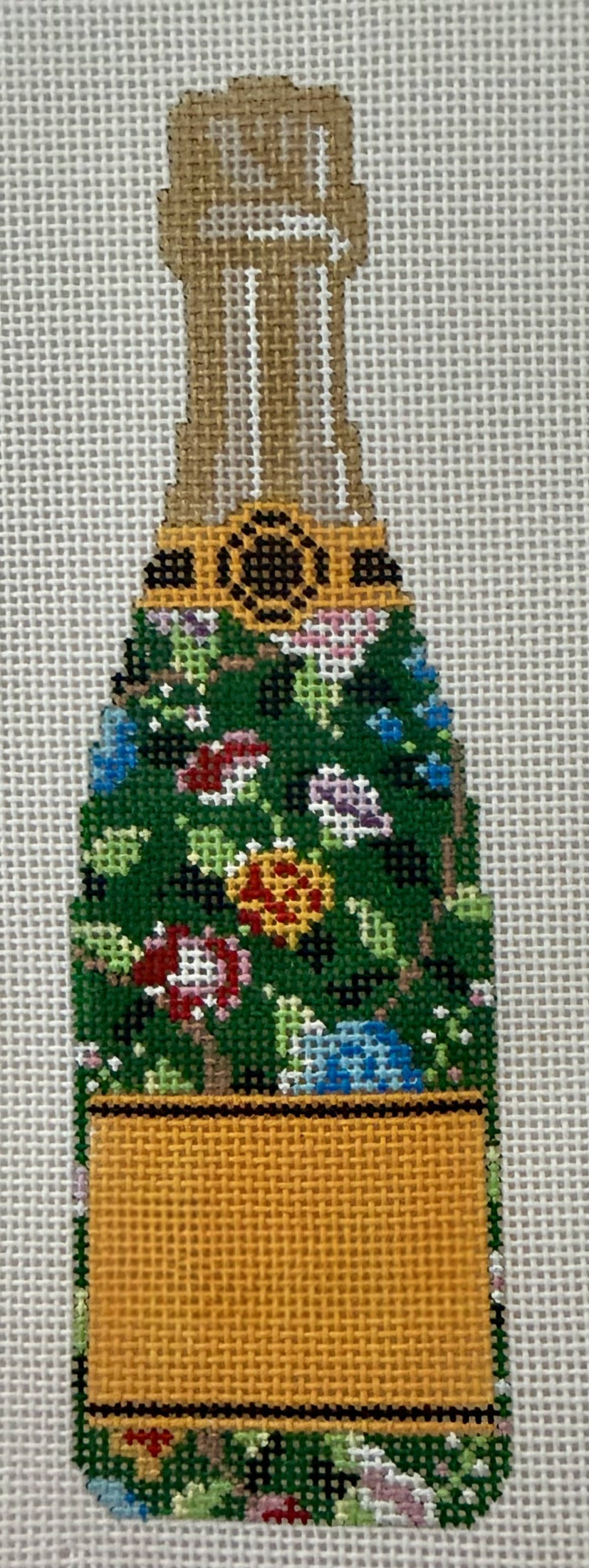 Green Floral Champagne Bottle