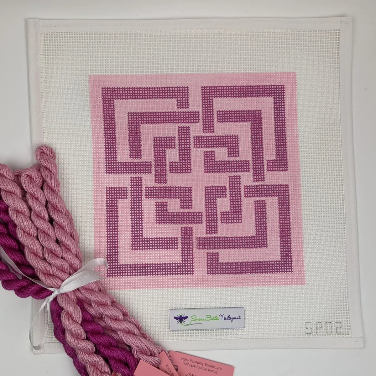 Pink Interlocking Squares Canvas & Fiber Kit