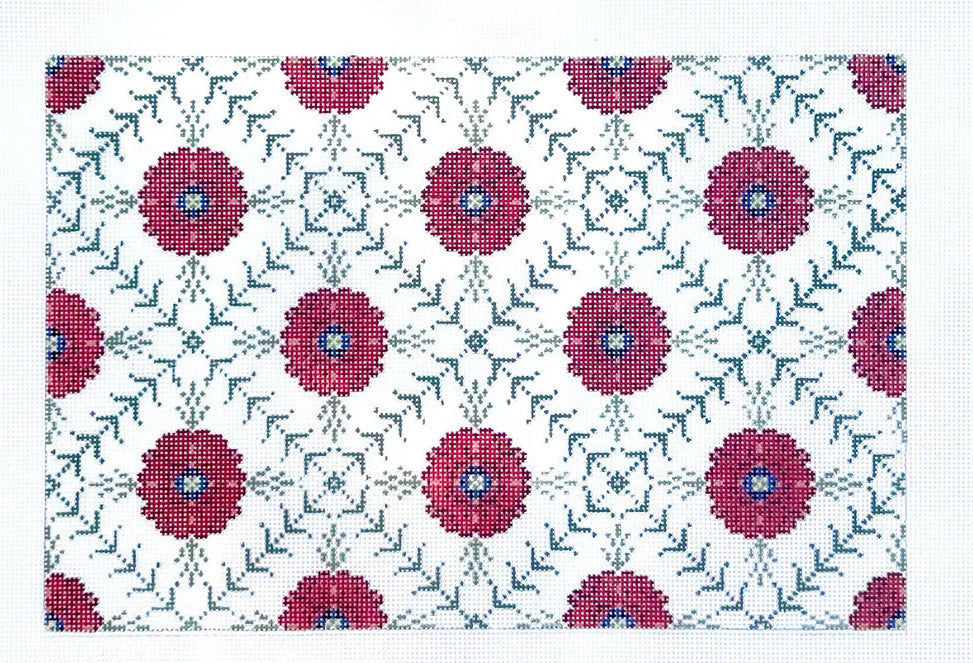 Red Popy Lattice Pillow