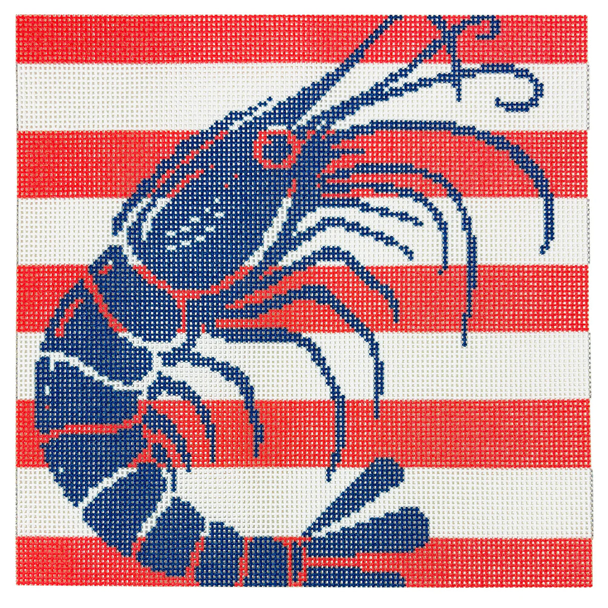 Shrimp Stencil on Coral Stripes
