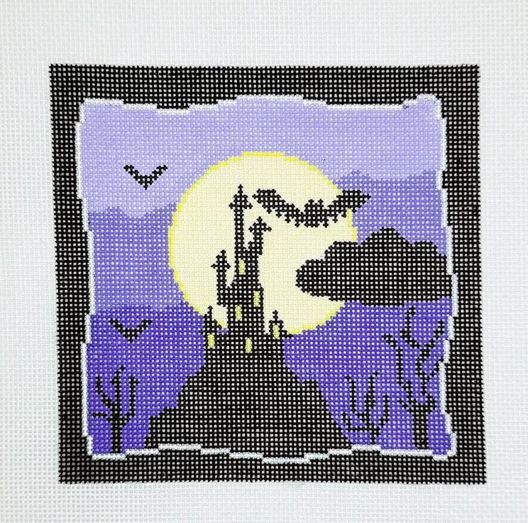 Spooky Scene - Haunted House on Purple
