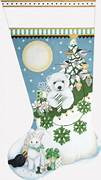 White Teddy Bear Santa Bag Stocking