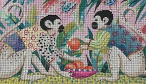 Two White Monkeys w/ Orange