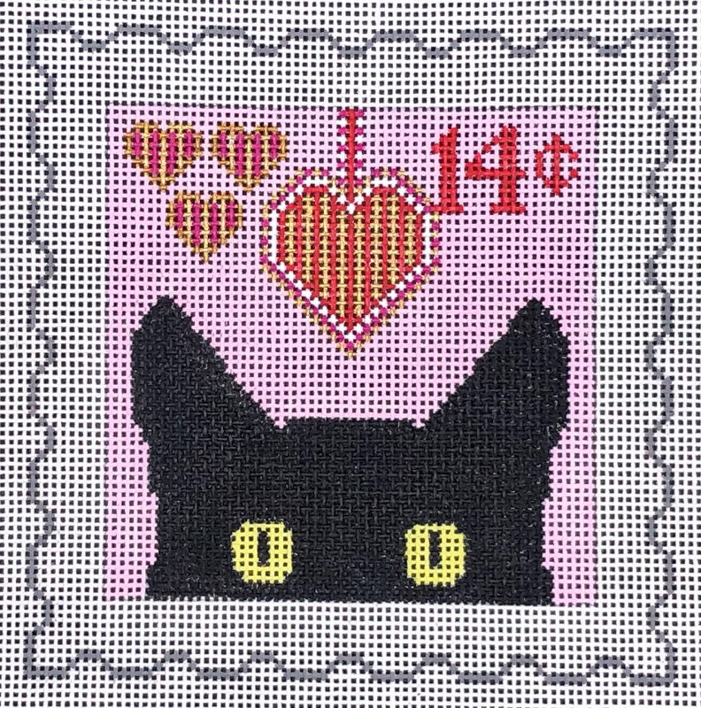 Peeky Kitty Postage Stamp - Valentine's Day