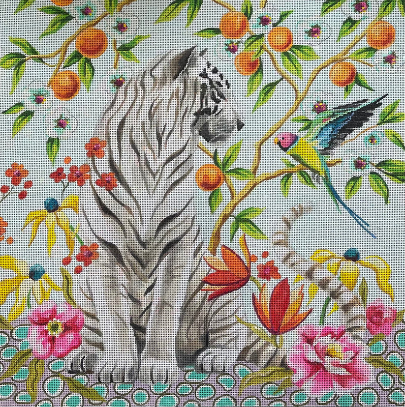 White Tiger on Light Blue